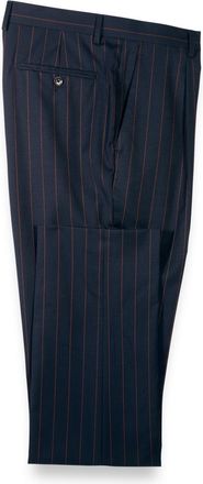 Paul Fredrick Navy/brown Wool Stripe Single Pleat Suit Pants