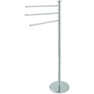 Trade Shop Trade Shop - Porta Asciugamani Piantana Acciaio 3 Aste Girevoli 360&deg; Base Tonda Altezza 93 Cm