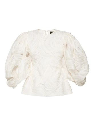 Anouki puff-sleeve embroidered shorts set - Neutrals