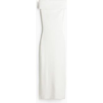H&M Ribbed Off-the-shoulder Dress in White at Nordstrom, Size Xx-Small