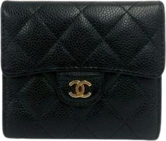 Chanel Pre-owned Matelasse Caviar Leather Trifold Wallet - Dames - Vintage Accessoires - Zwart - ONE Size - Leer - Vintage