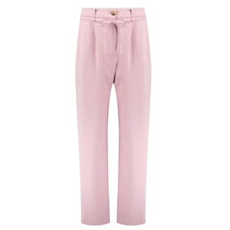 Sams&oslash;e & Sams&oslash;e High-Waisted Wide-Leg Broek met Riem - Dames - Straight fit broeken - Roze - S - Polyester - Broeken