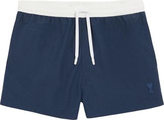 Ami Navy Blue Slim Fit Shorts with Contrasting Drawstring Waistband