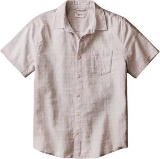 Marine Layer Stretch Selvage Short Sleeve Button-Up Shirt in Purple Matchstick Print at Nordstrom, Size Xx-Large