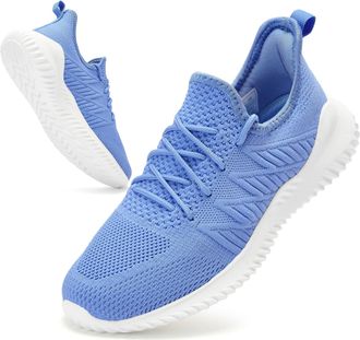 PPQ Women Slip On Memory Foam Lightweight Comfortable Casual Workout Shoes Yoga Tennis or Running Sneakers, blue, 9 UK