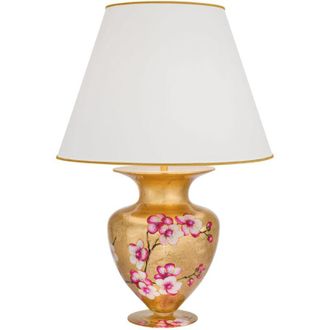 Kolarz Anfora L&aacute;mpara De Mesa De Tela Con Pantalla Redonda C&oacute;nica De Oro De 24 Quilates - Kolarz