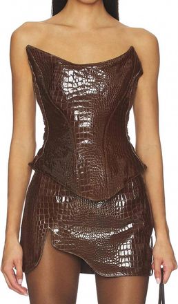 Mother of All Nemesis Leather Corset Top In Brown Croro