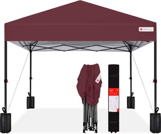 Best Choice Products 8x8ft Easy Setup Pop Up Canopy w/ 1-Button Setup, Wheeled Case, 4 Weight Bags
