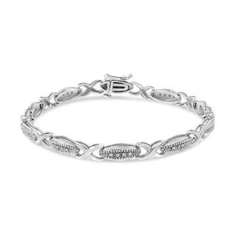 House of Brilliance Silver 1/5 Cttw Round-Cut Diamond X Link Bracelet in White at Nordstrom