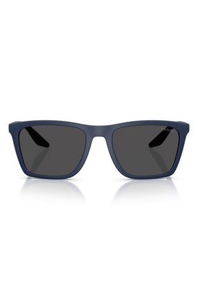 Prada 56mm Pillow Sunglasses in Matte Blue /Dark Grey at Nordstrom