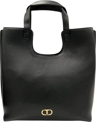 Twinset PU Leren Schoudertas met Kettingriem - Dames - Handtassen - Zwart - ONE Size - Tassen