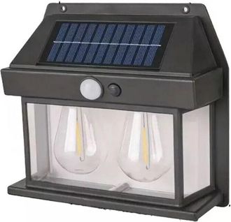 Trade Shop Trade Shop - L&aacute;mpara De Pared De Pared L&aacute;mpara De Pared Con Doble Panel Solar Con Sensor Inal&aacute;mbrico Ip65