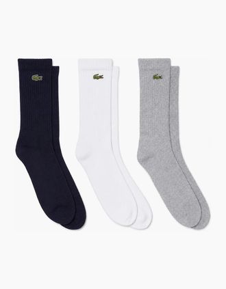 Lacoste Mens Lacoste Sport 3 Pack High Cut Socks Grey/White/Navy - White/Black/Grey - Size: 7/7.5/6/6.5/5.5/8