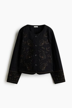 H&M Gesteppte Baumwolljacke - Schwarz