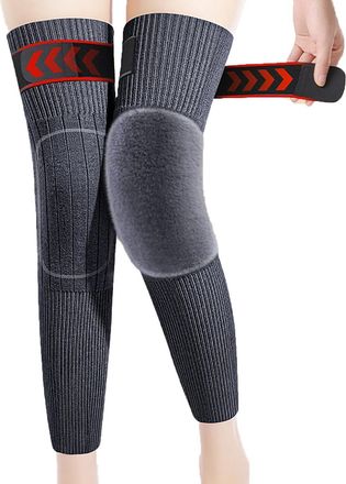 Generic Cashmere Over-The-Knee Warm Socks,Winter Thermal Anti Slip Knee Pads,Extended Warm and Non-slip Cashmere Knee Pads (Black b,XXL)