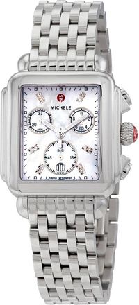 Michele Deco Chronograph Quartz Diamond White Mother of Pearl Dial Ladies Watch MWW06A000778