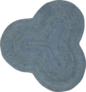 Carpetfine Teppich »Alia Juteteppich« wolkenförmig 10 mm Höhe handgewebt aus Jute, Naturteppich, Sonderform blau, Boho Style, uni