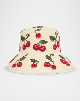 Valentino Garavani Cherry-Print V-Logo Bucket Hat