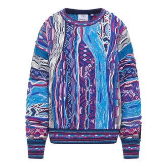 Carlo Colucci Oversize gebreide trui - Dames - Ronde hals truien - Blauw - S - Truien & Vesten