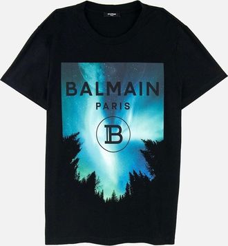 Balmain Mens Balmain Moon Print T Shirt Black - Size: 38