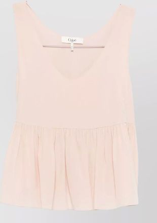 Chlo&eacute; silk top sleeveless v neckline pleated