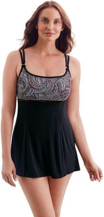Longitude Empire Princess Seam Long Torso Swim Dress with Hardwear in Beaded Glam at Nordstrom, Size 16