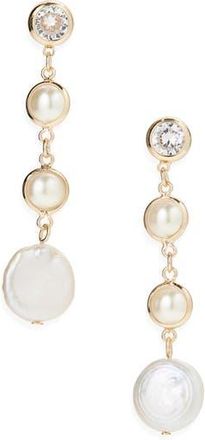 Cara Freshwater Pearl Linear Earrings in Ivory at Nordstrom Rack