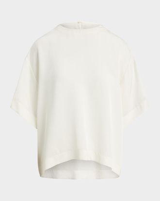 Polo Ralph Lauren Elbow-Sleeve Crepe Back Satin Tee