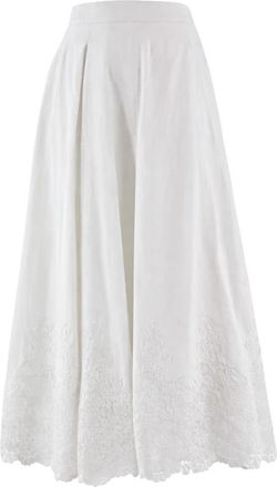 Ermanno Scervino Lace-Trim Lange Rok - Dames - Maxi Rokken - Wit - XS - Leer - Rokken
