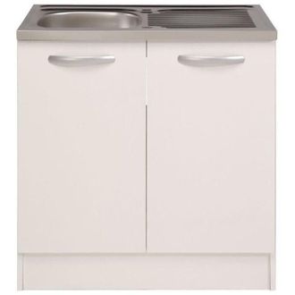 Parisot Spring - Mueble bajo de cocina bajo fregadero - 2 puertas - L80 x P57,6 x H84,2 cm - Blanco - Parisot