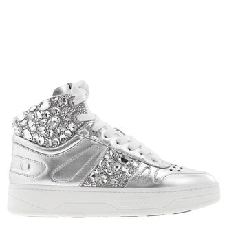 Jimmy Choo London Hawaii Crystal Embellished High-Top Sneakers