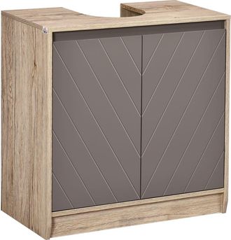 HOMCOM Armario de ba&ntilde;o 60x30x59.8 cm roble y gris