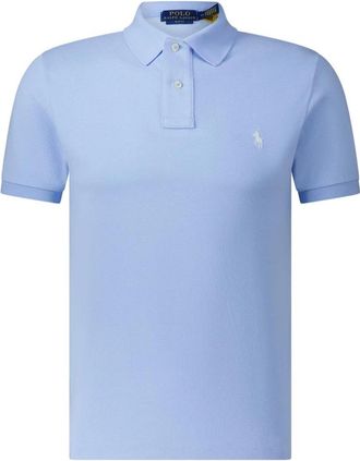 Polo Ralph Lauren Tops, Heren, Blauw, XL, Leer, Slim-Fit Poloshirt