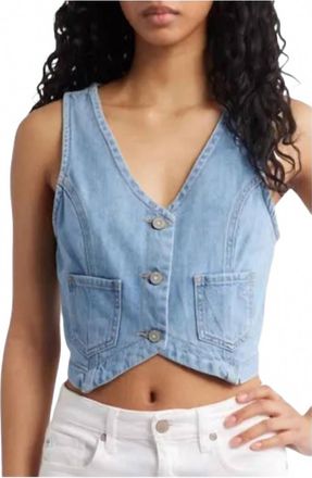 Hidden Jeans Crop Fitted Vest In Pearl