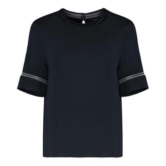 Fabiana Filippi T-Shirts, female, Blue, Size: 2XS Crepe de Chine Top