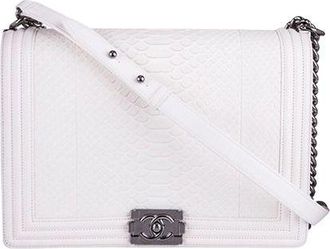 Chanel Python Leather Boy Bag in White