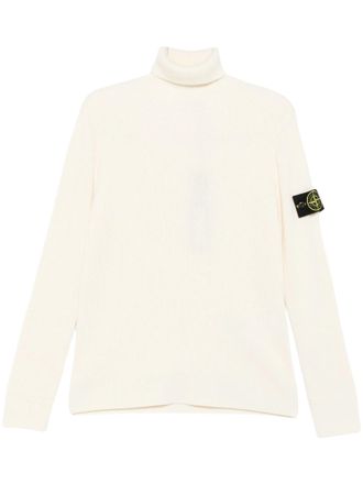 Stone Island Compass Logo Ribbed Turtleneck Sweater