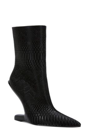 Azalea Wang Glacielle Croc Embossed Heelless Bootie in Black at Nordstrom, Size 7