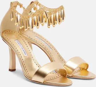 Manolo Blahnik Nicusan 90 embellished leather sandals