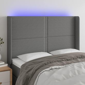 vidaXL Cabecero Con Led De Tela Gris Oscuro 147x16x118/128 Cm Vidaxl
