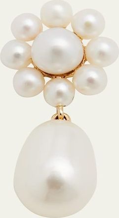 Sophie Bille Brahe Chambre de Fleur Freshwater Pearl Flower and Drop Earring in 14K Yellow Gold, Single