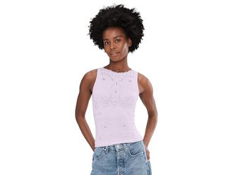 Free People Flirty Flutters Tank Top Womens Clothing Orchid Hush : L-XL (US Womens 14-16), Elastane/Lace/Nylon