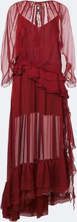 Jacques Wei Abito lungo in chiffon con volant