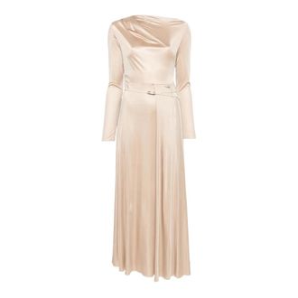 Fabiana Filippi Viscose Jurk - Dames - Feestkleedjes - Beige - M - Kleedjes