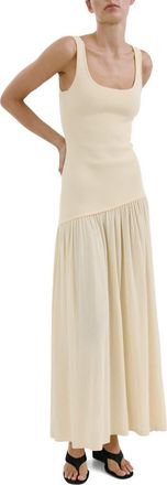 Mango Asymmetric Cut Knit A-Line Dress in Vanilla at Nordstrom, Size 10