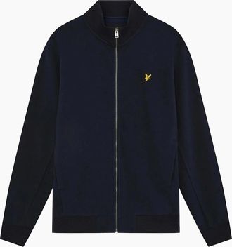 Lyle & Scott Mens Lyle & Scott Pique Track Top Jacket Dark Navy - Black - Size: 42/Regular