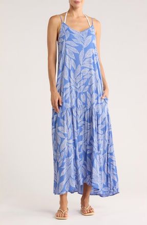 Elan Tiered Maxi Dress in Blue Cartagena at Nordstrom Rack, Size Small