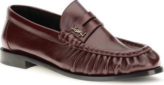 Saint Laurent Womens Le Loafer Polished Leather Loafers Vintage Bordeaux-Vin Bordeaux/vin