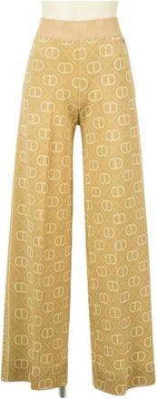Twinset Ultra Comfortabele Wijde Broek - Dames - Wijde Broeken - Beige - M - Broeken