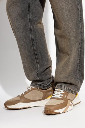 Fendi Leather Sports Shoes, Mens, Brown